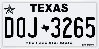 TX license plate DOJ3265
