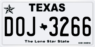 TX license plate DOJ3266