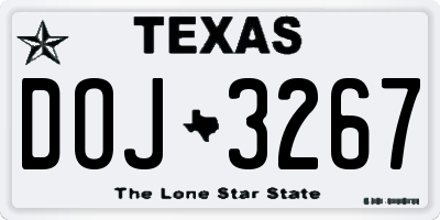 TX license plate DOJ3267