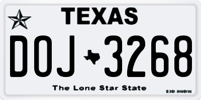 TX license plate DOJ3268