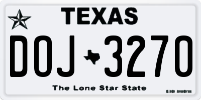 TX license plate DOJ3270
