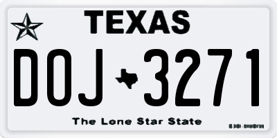 TX license plate DOJ3271