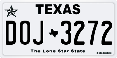 TX license plate DOJ3272