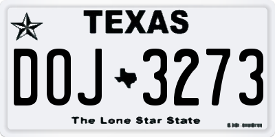 TX license plate DOJ3273