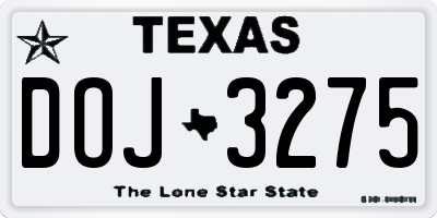 TX license plate DOJ3275