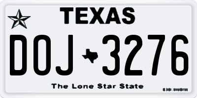 TX license plate DOJ3276
