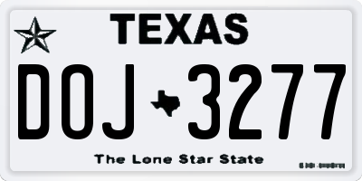 TX license plate DOJ3277