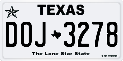 TX license plate DOJ3278