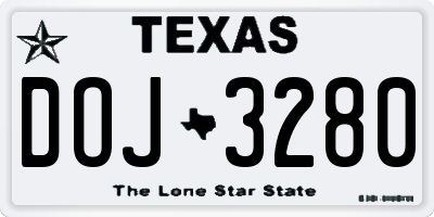 TX license plate DOJ3280
