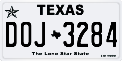 TX license plate DOJ3284