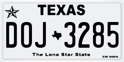 TX license plate DOJ3285