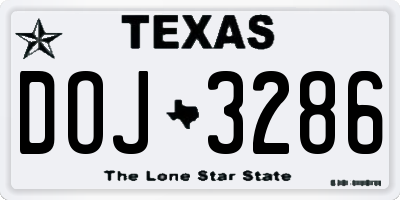 TX license plate DOJ3286