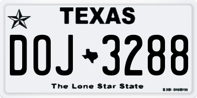 TX license plate DOJ3288