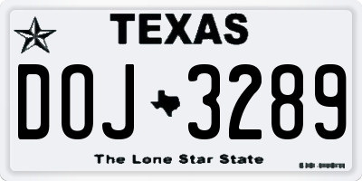 TX license plate DOJ3289