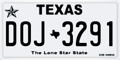 TX license plate DOJ3291