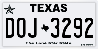 TX license plate DOJ3292