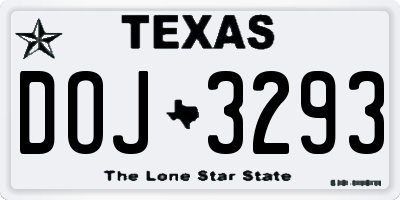 TX license plate DOJ3293