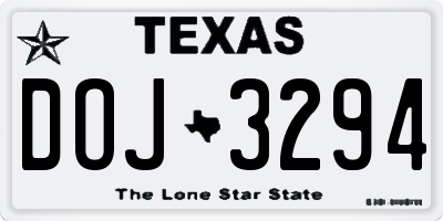 TX license plate DOJ3294