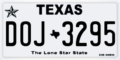 TX license plate DOJ3295