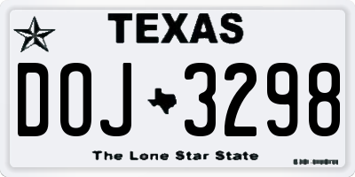 TX license plate DOJ3298