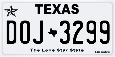 TX license plate DOJ3299