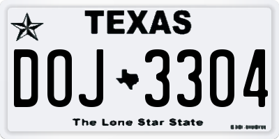 TX license plate DOJ3304