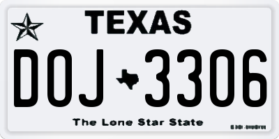 TX license plate DOJ3306
