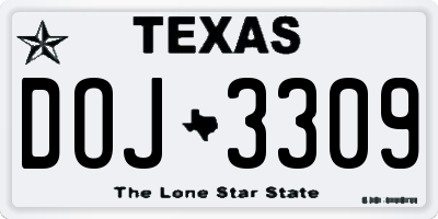 TX license plate DOJ3309