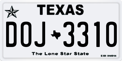 TX license plate DOJ3310