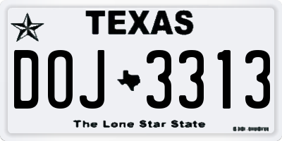 TX license plate DOJ3313