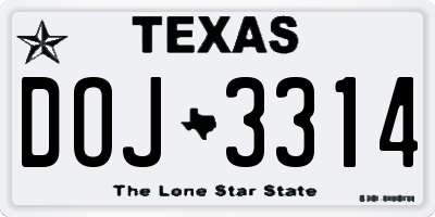 TX license plate DOJ3314