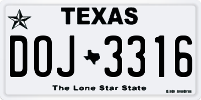 TX license plate DOJ3316