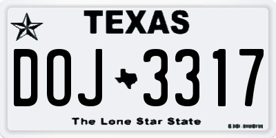 TX license plate DOJ3317