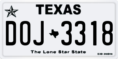 TX license plate DOJ3318