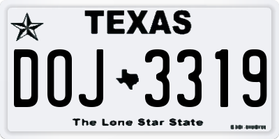 TX license plate DOJ3319