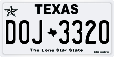 TX license plate DOJ3320