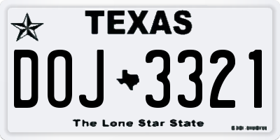 TX license plate DOJ3321