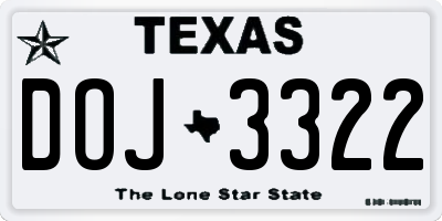 TX license plate DOJ3322