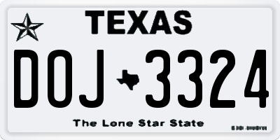 TX license plate DOJ3324