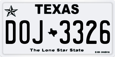 TX license plate DOJ3326