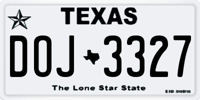 TX license plate DOJ3327