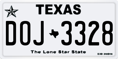 TX license plate DOJ3328