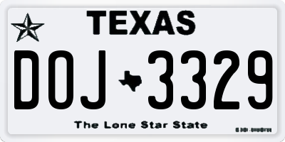 TX license plate DOJ3329
