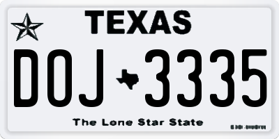 TX license plate DOJ3335