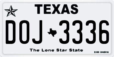 TX license plate DOJ3336