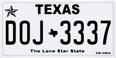 TX license plate DOJ3337