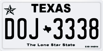 TX license plate DOJ3338