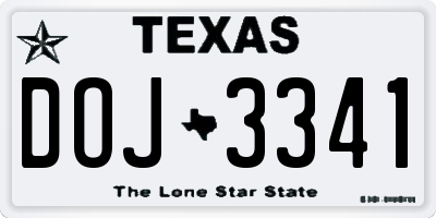TX license plate DOJ3341