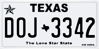 TX license plate DOJ3342