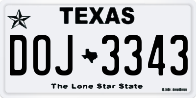 TX license plate DOJ3343
